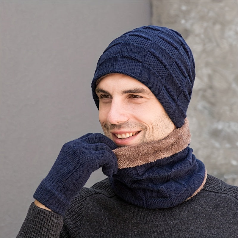 Winter Plus Velvet 3-Piece Set: Hat, Neck Gaiter, Gloves