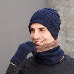 Winter Plus Velvet 3-Piece Set: Hat, Neck Gaiter, Gloves