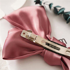 Big Satin Solid Bow Hair Clips Hairpin Women Barrettes 1pc