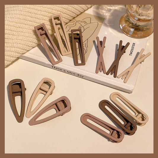 3pcs Matte Solid Snap Hair Clips for Ladies