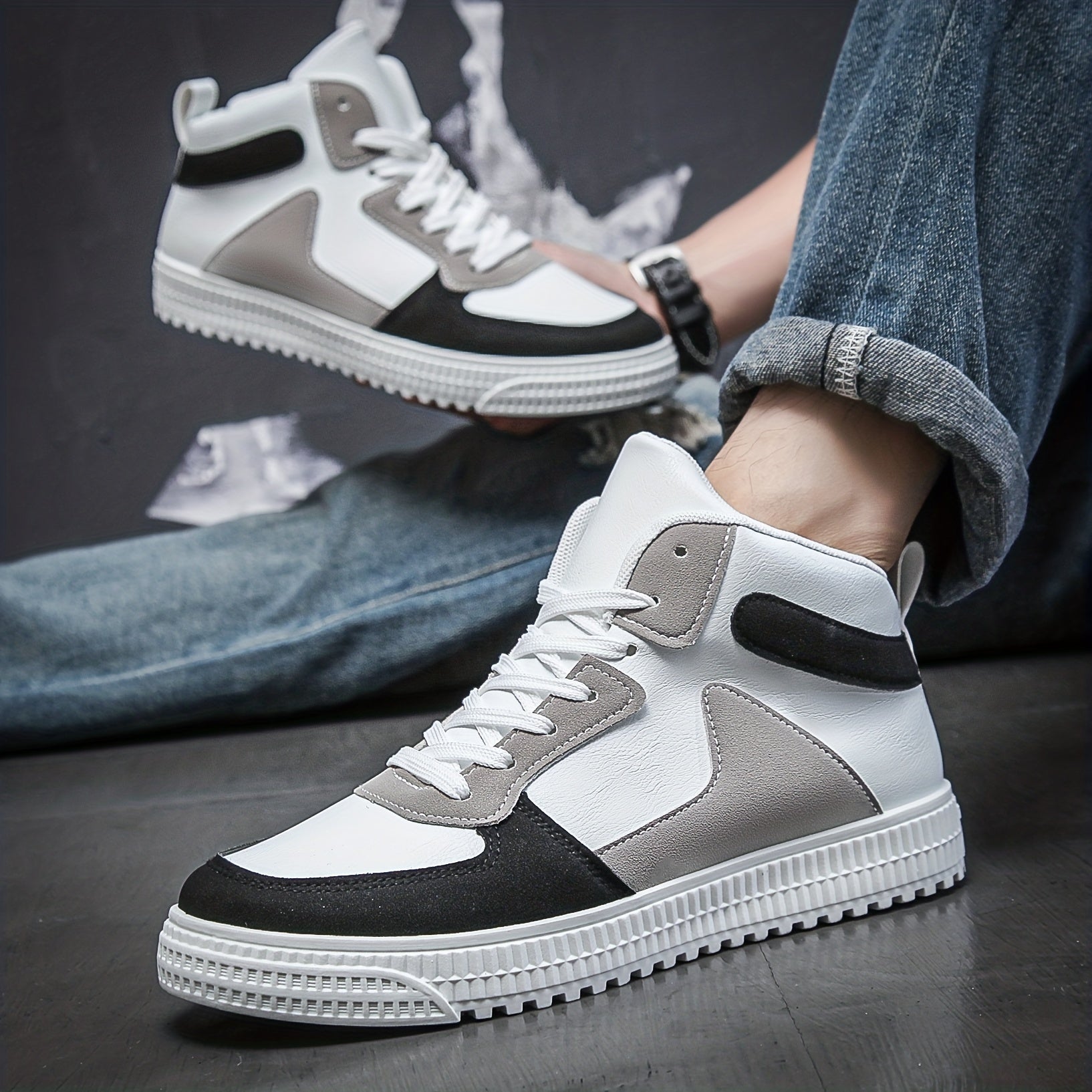 Men's High Top Skate Shoes Casual Anti Skid Sneakers