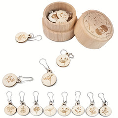8pcs Wooden Crochet Stitch Markers with Storage Box Knitting Tools Ac
