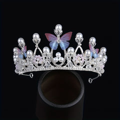 Golden Pearl Rhinestone Hairpiece Crown for Girls