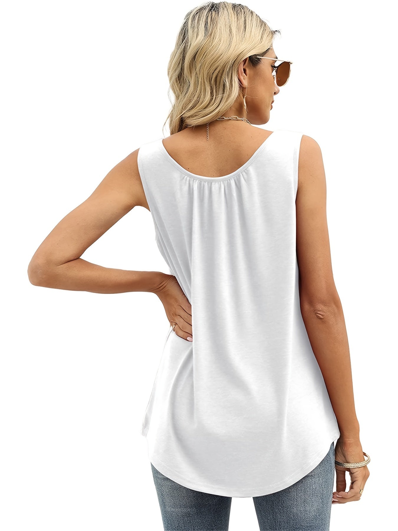 Solid Loose Sleeveless Summer Tank Top Women's Clothing