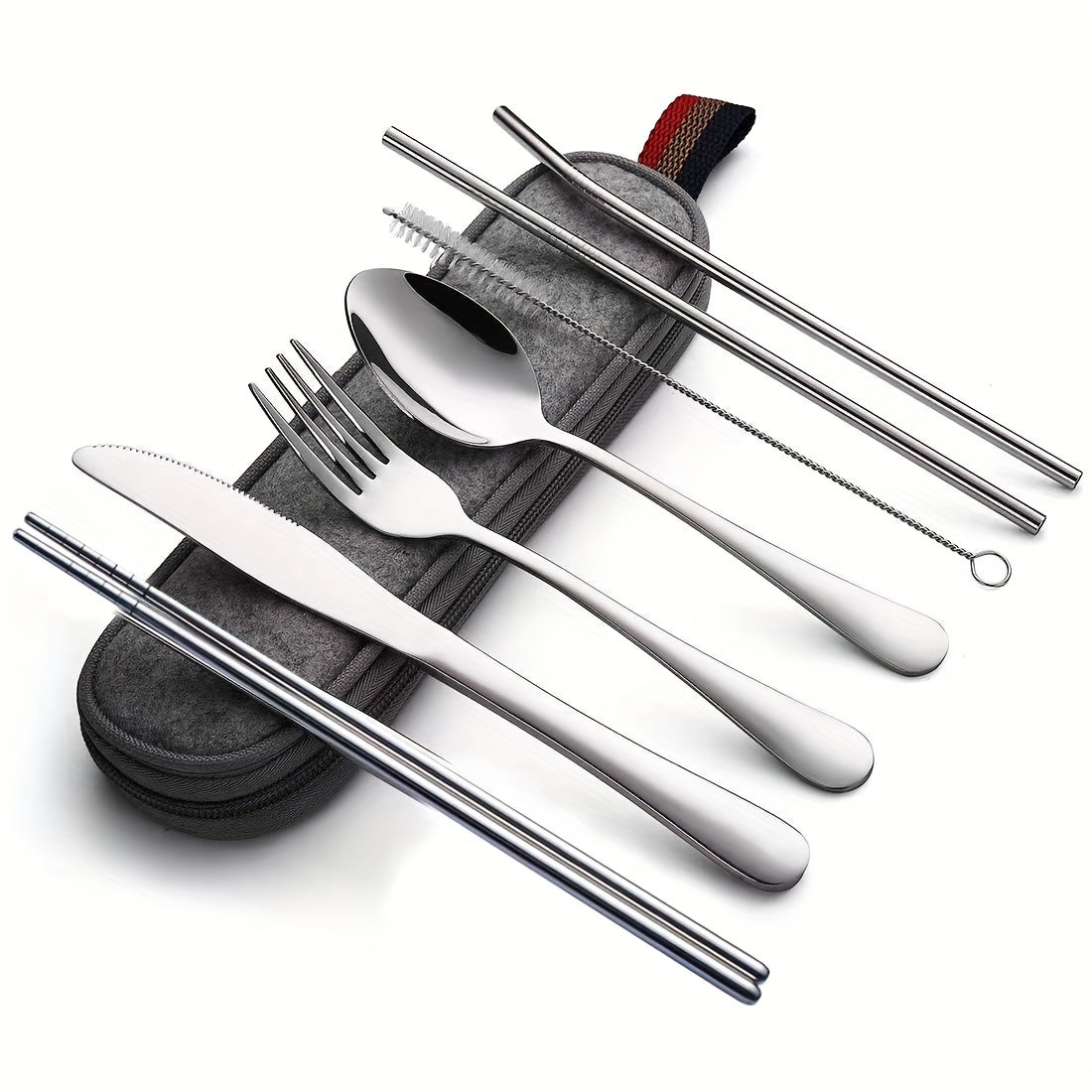 8pcs Travel Cutlery Set Stainless Steel Flatware Set