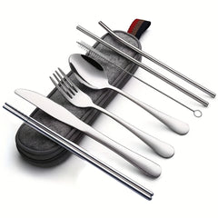 8pcs Travel Cutlery Set Stainless Steel Flatware Set