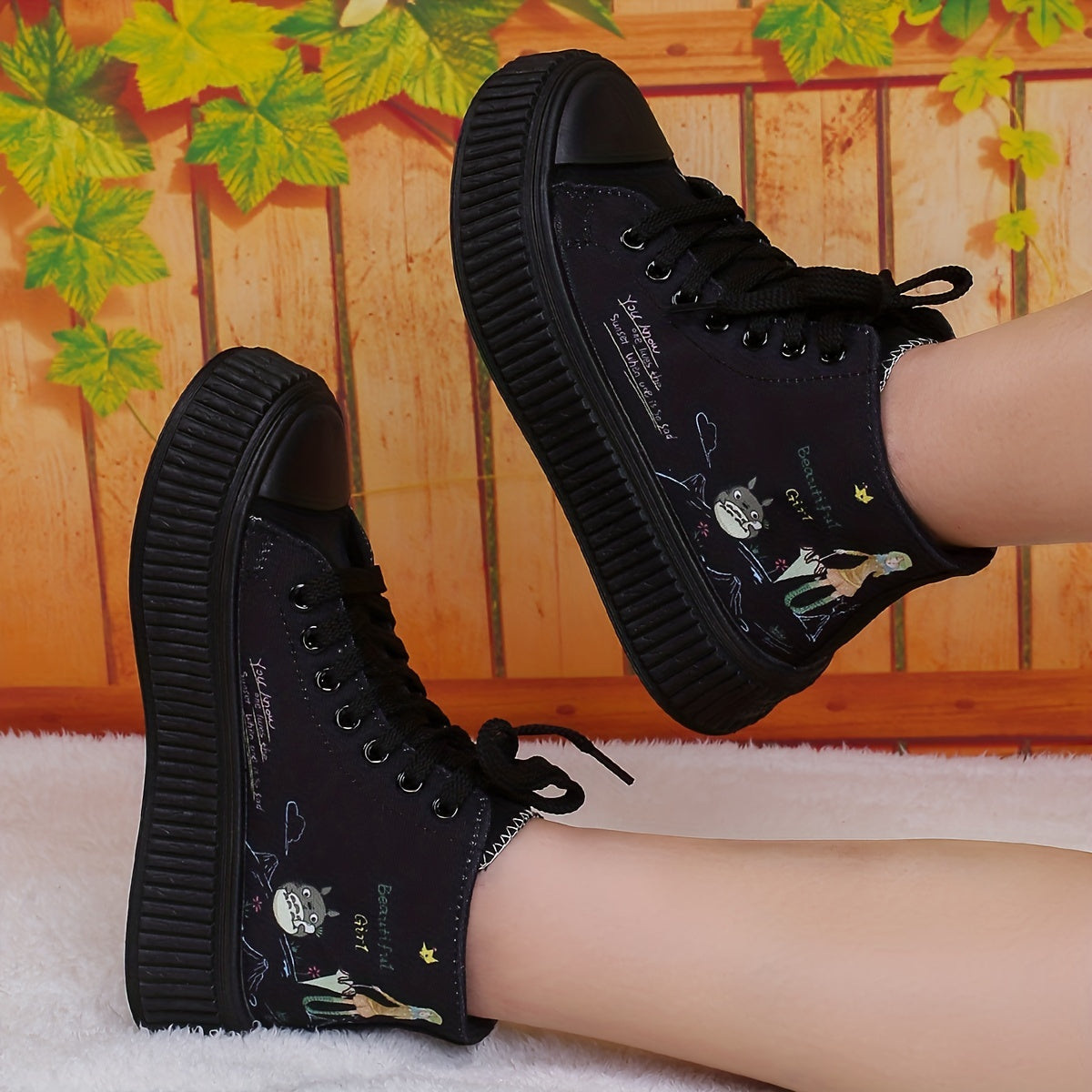 Women's Cartoon Print Canvas High Top Sneakers