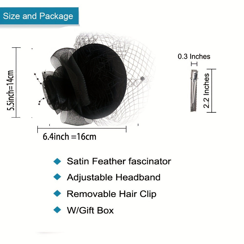 Mesh Faux Feather Hat Duck Billed Clip Veil Head Piece Hair Accessories