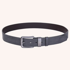 Men's Grey PU Leather Flat Belt