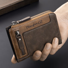 Men's Retro Short Zipper PU Leather Wallet Ideal Gift For Men