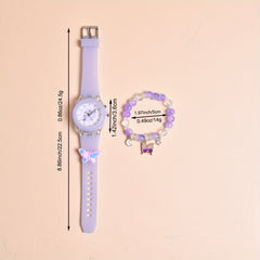 Butterfly Silicone Strap Girls Watch Set