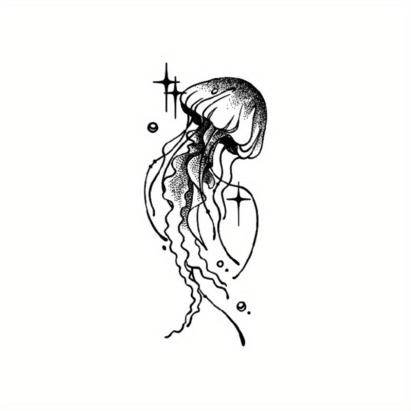 1PC Starry Jellyfish Herbal Tattoo Stickers Semi permanent Waterproof