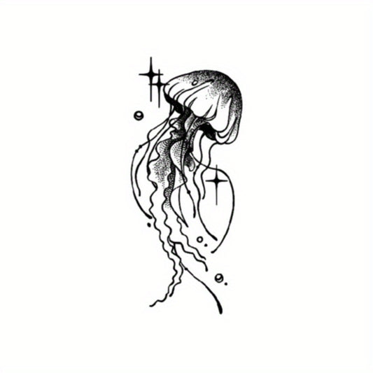 1PC Starry Jellyfish Herbal Tattoo Stickers Semi permanent Waterproof