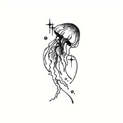 1PC Starry Jellyfish Herbal Tattoo Stickers Semi permanent Waterproof