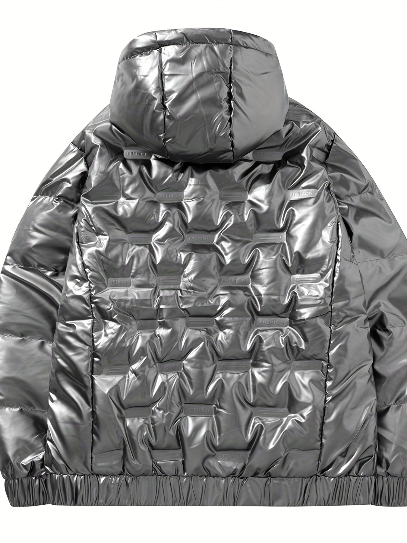 Men's Lightweight Hooded PU Puffer Jacket for Winter