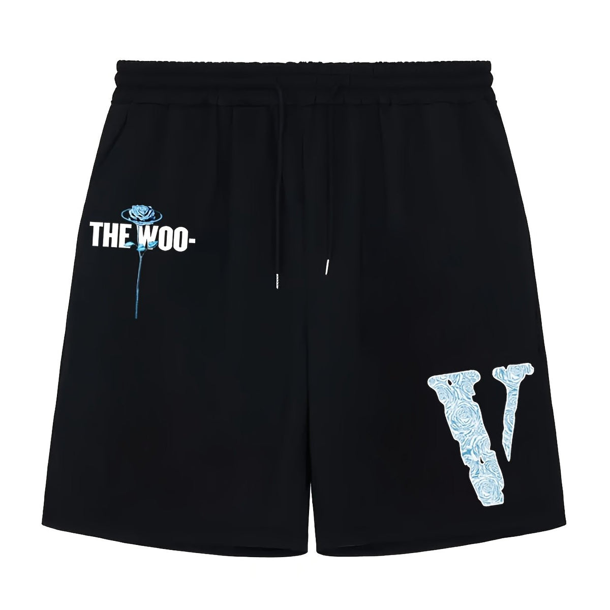 Men's Casual Sports Loose THE WOO Rose Graphic Shorts