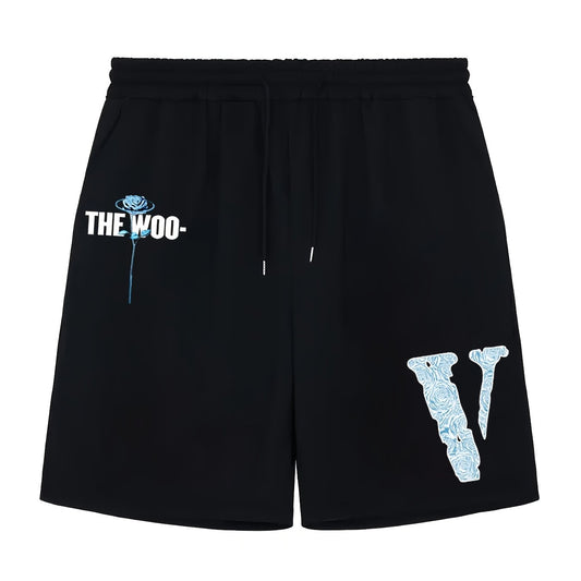 Men's Casual Sports Loose THE WOO Rose Graphic Shorts