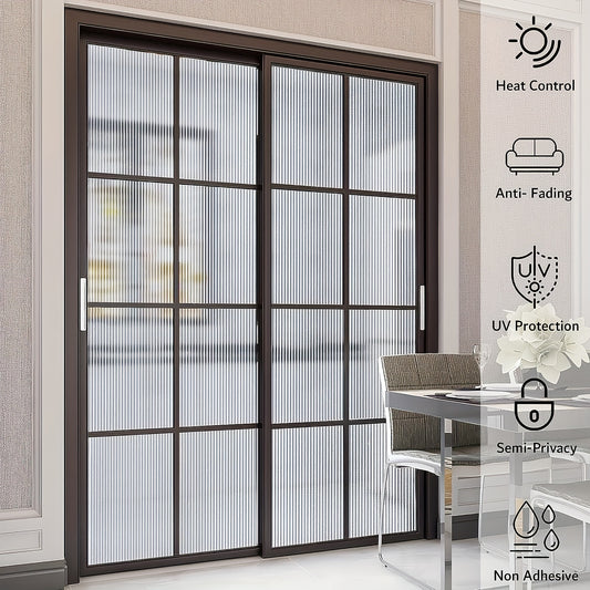 Reeded Glass Window Film Frosted 3D Decorative Window Decals