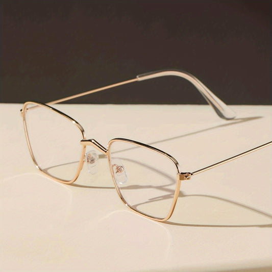 Vintage Thin Metal Frame Clear Lens Glasses Anti Light Eyewear