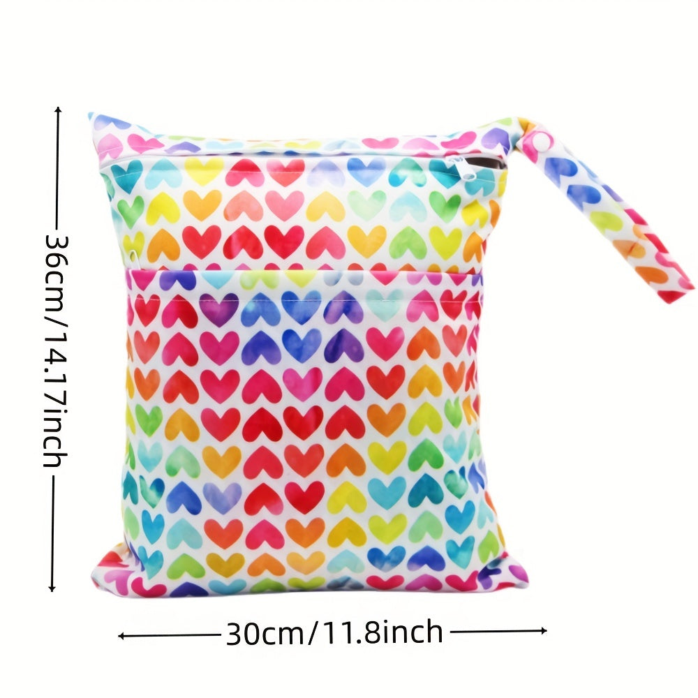 Hearts Prints Wet Bag for Baby Cloth Diapers & Pump