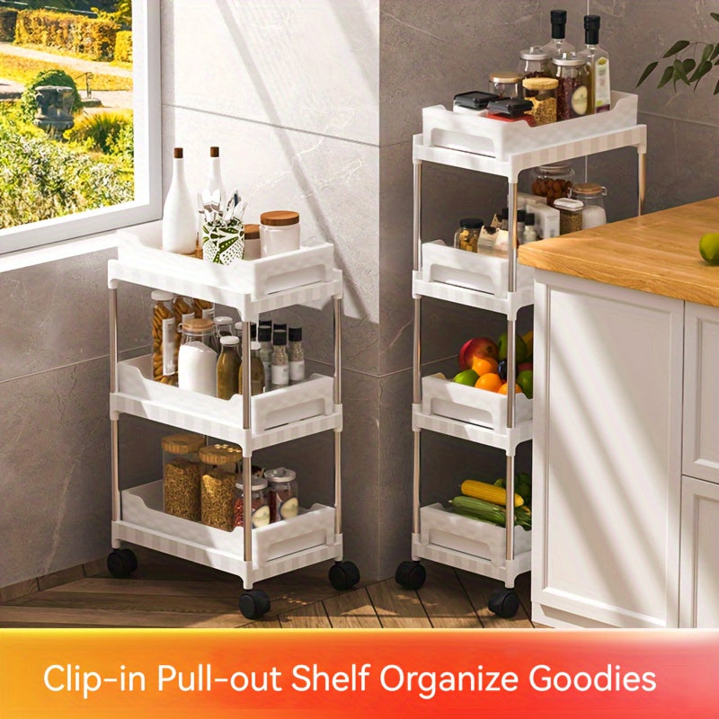 Kitchen Crevice Storage Rack Pull-Out Mobile Cart On Floor Bathroom Storage