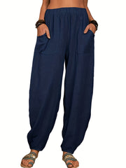 High Waist Harem Pants with Pockets for Women
