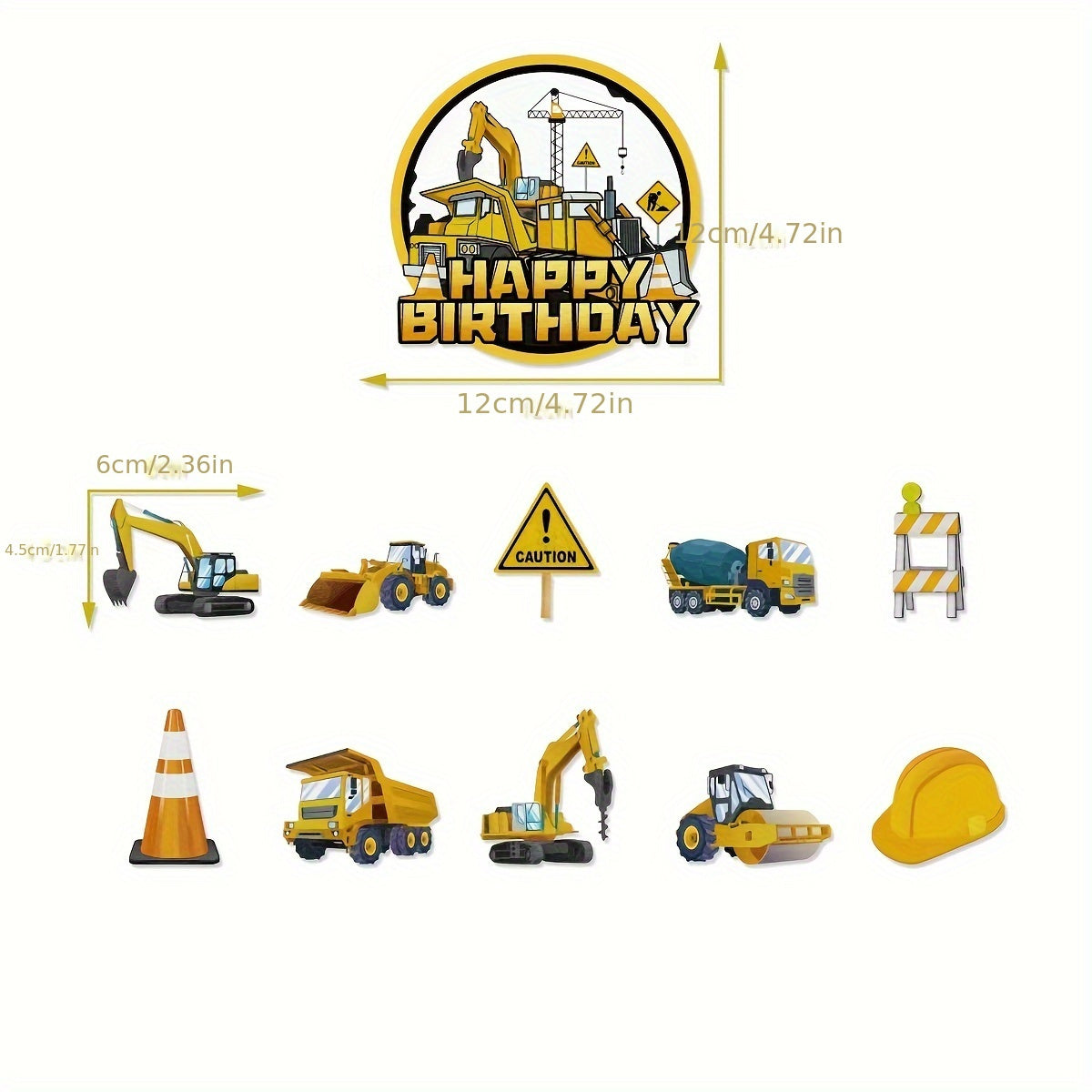 Engineering Vehicle Birthday Party Decorations Set