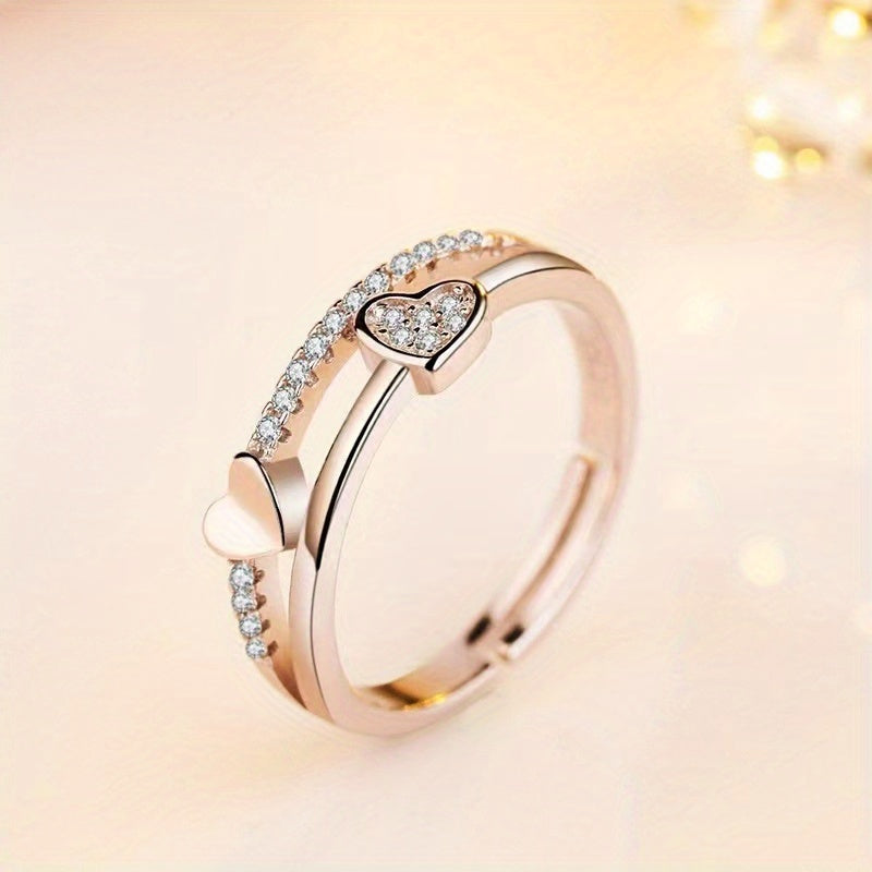 Men's Heart Faux Diamond Ring Open Ring Jewelry