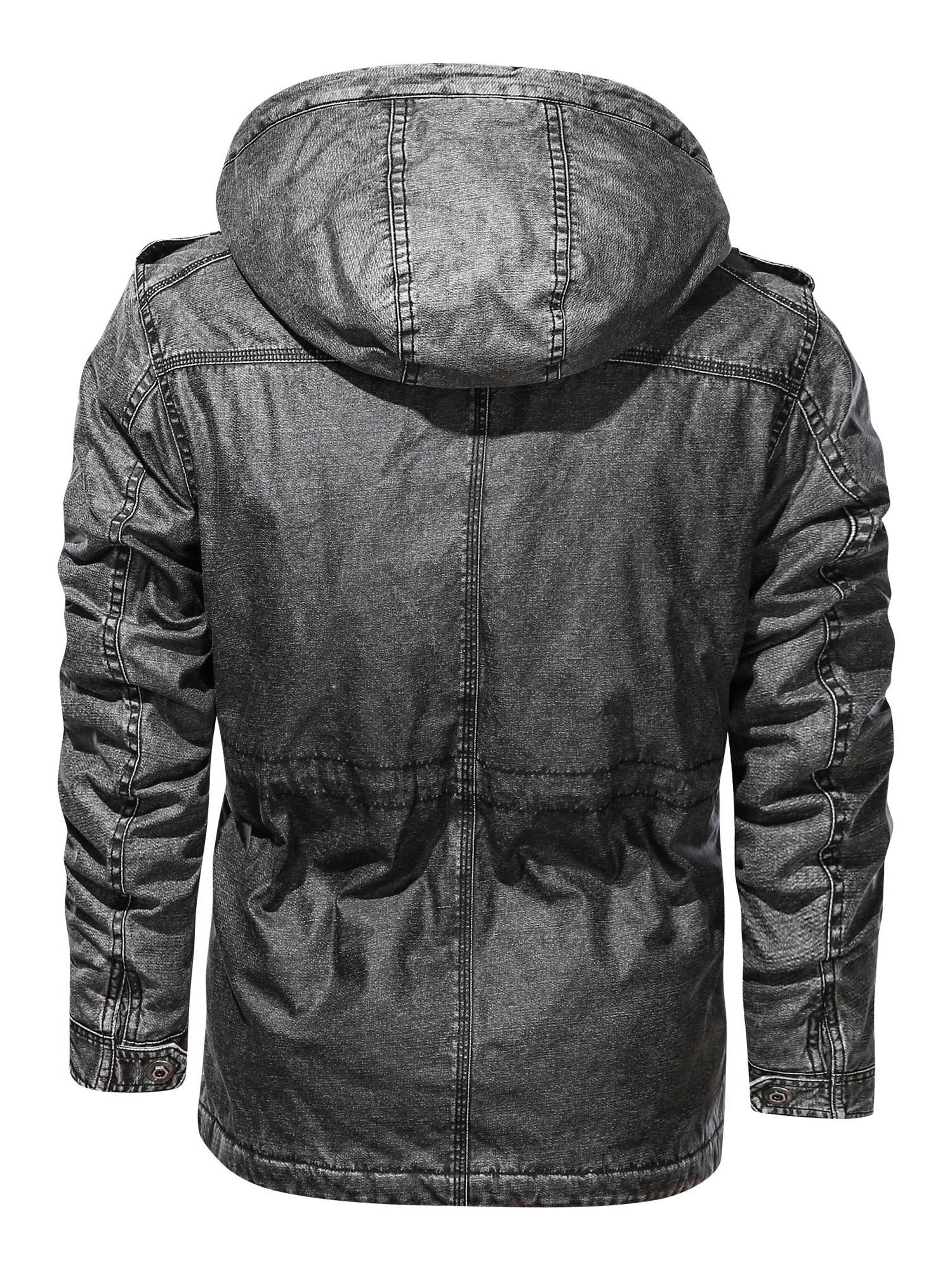 Men's Drawstring Waist PU Leather Jacket
