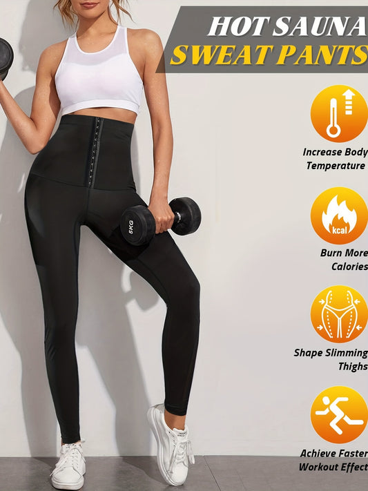 Women High Waist Compression Tights Sauna Leggings With Hooks