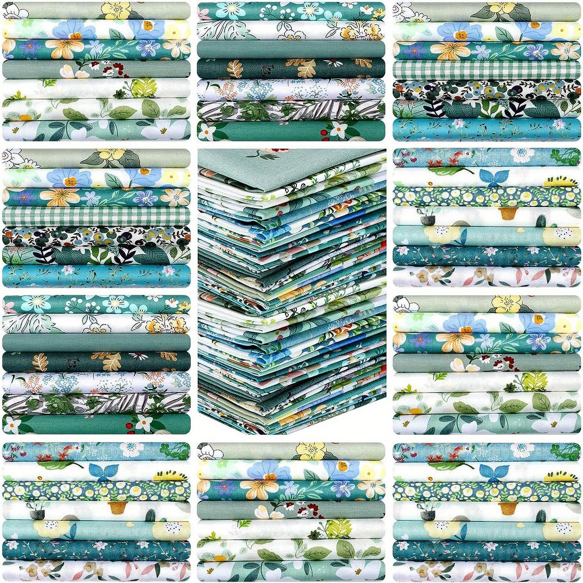 20pcs 25.4 X 25.4 cm Floral Quilt Cotton Fabric Square Patchwork Fabrics