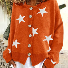  Star Print Button Up Cardigan