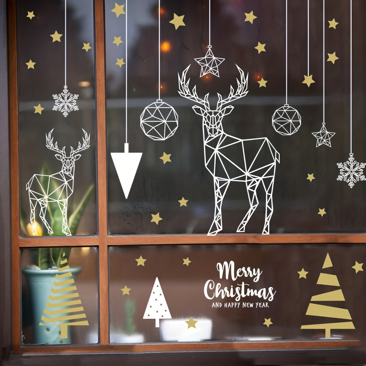 2pcs Christmas Stickers Wall Stickers Adhesive Electrostatic Stickers