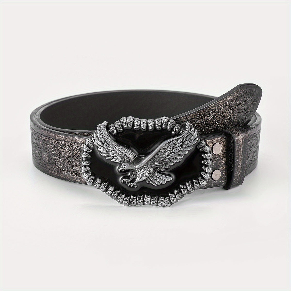 Men's Embossed Buckle Belt PU Leather Cowboy Suit Waist Strap