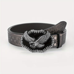 Men's Embossed Buckle Belt PU Leather Cowboy Suit Waist Strap