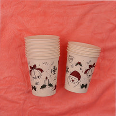 10pcs Christmas Disposable Paper Cup 9oz For Party Gatherings