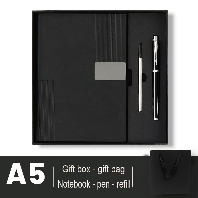 Personalized A5 Faux Leather Notebook Gift Set with Bookmark