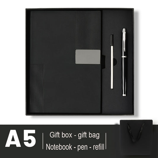Personalized A5 Faux Leather Notebook Gift Set with Bookmark
