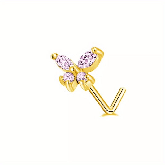 Heart Moon Butterfly CZ Nose Rings Studs 20G Stainless Steel Punk Nose Piercing