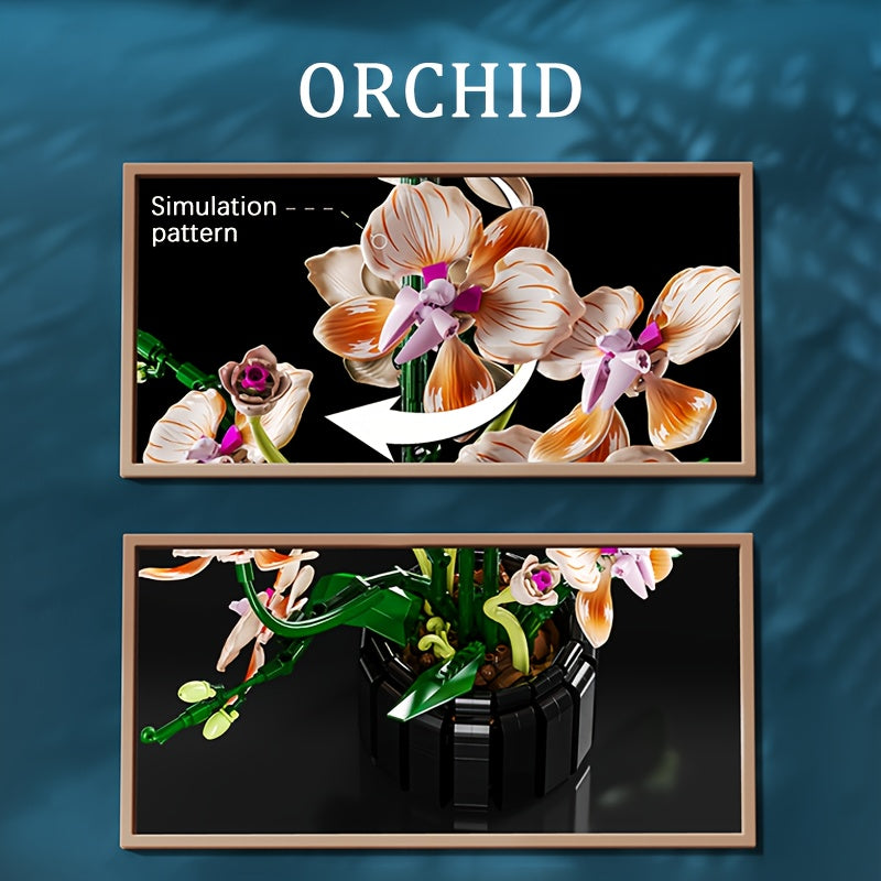 Orchid Building Blocks with Vase - Creative Room Decoration