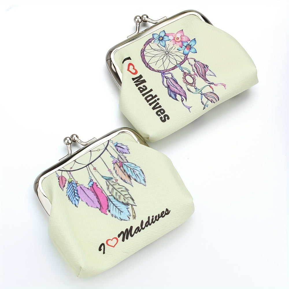 Leaf Pattern Coin Purse Bag Kiss Lock Key Bag Birthday Gift