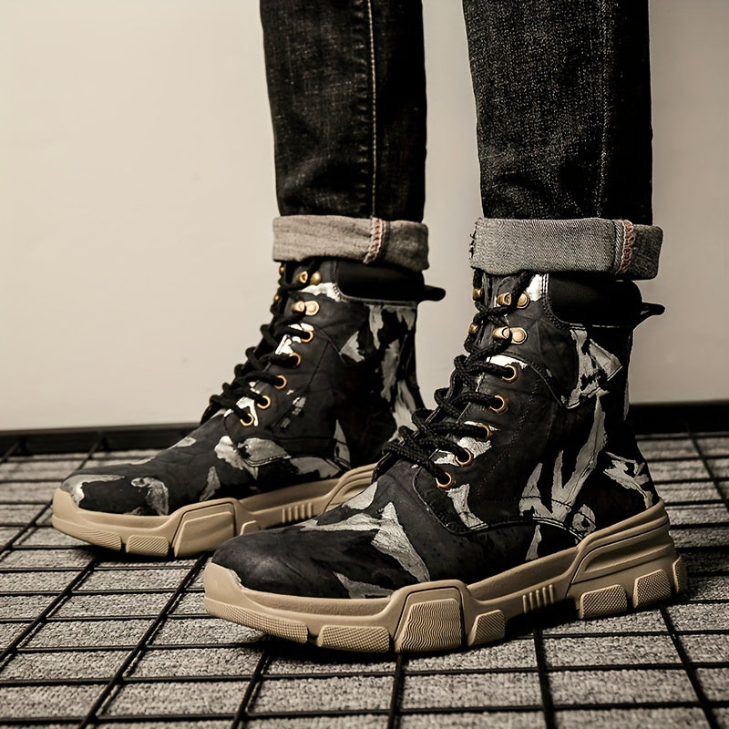 Men's Camo High Top Boots, Various Colors