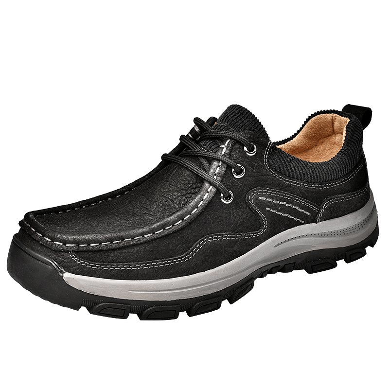 Men's Breathable Moc Toe Lace Walking Shoes