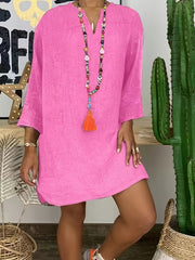  Solid Long Sleeve Ruched Dress