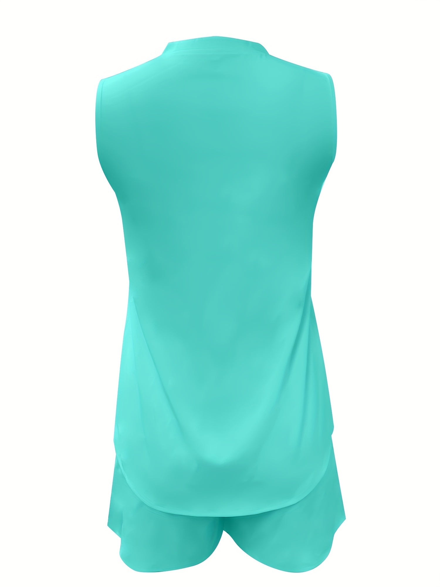 Solid Two piece Set V Neck Tank Top & Loose Shorts