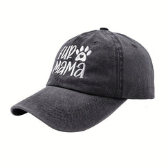 Cat Dog Mom Embroidery Baseball Cap Washed Distressed Solid Dad Hats