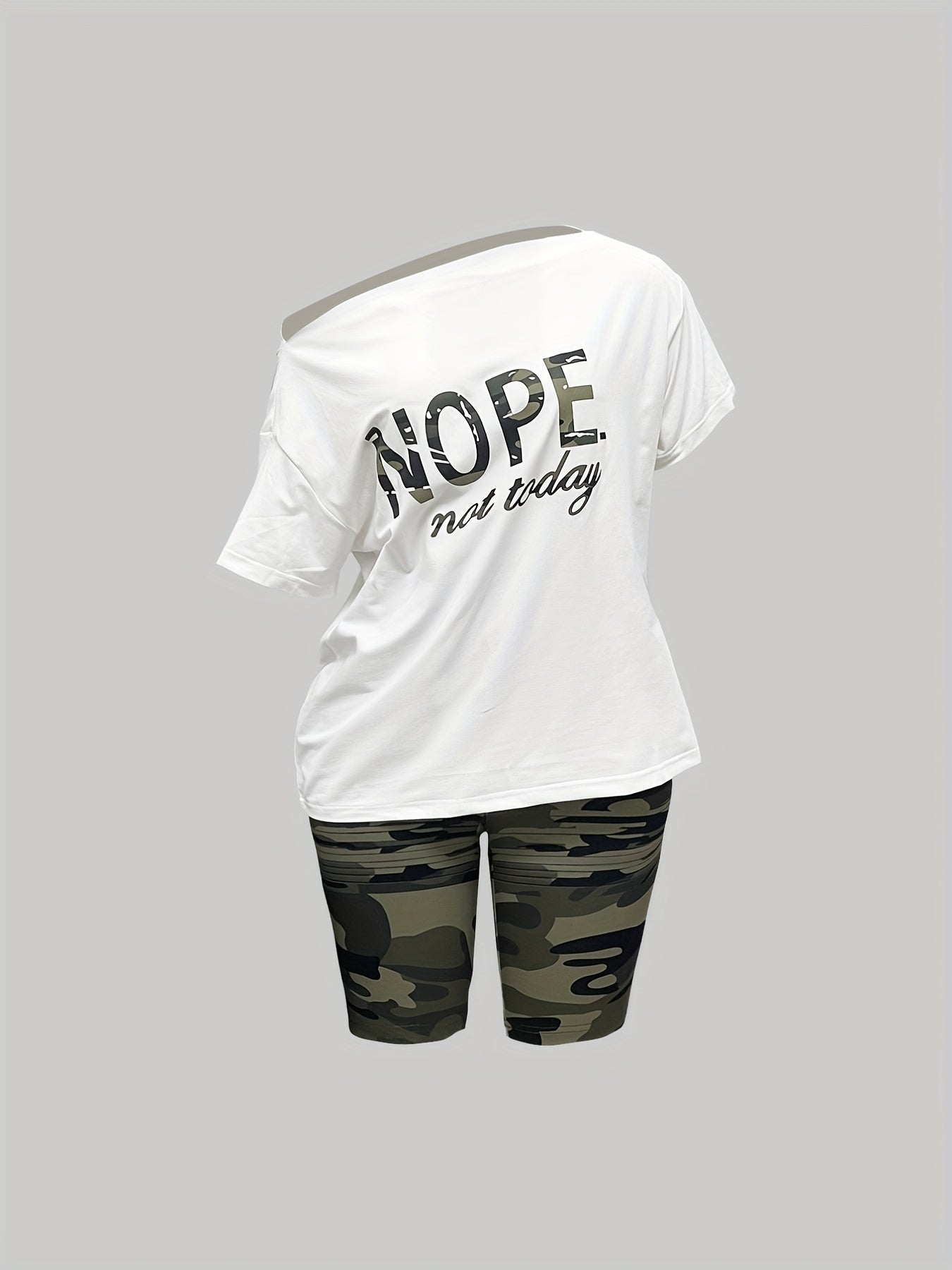 Camouflage Print Casual Two piece Set Short Sleeve T shirt & Shorts