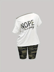 Camouflage Print Casual Two piece Set Short Sleeve T shirt & Shorts