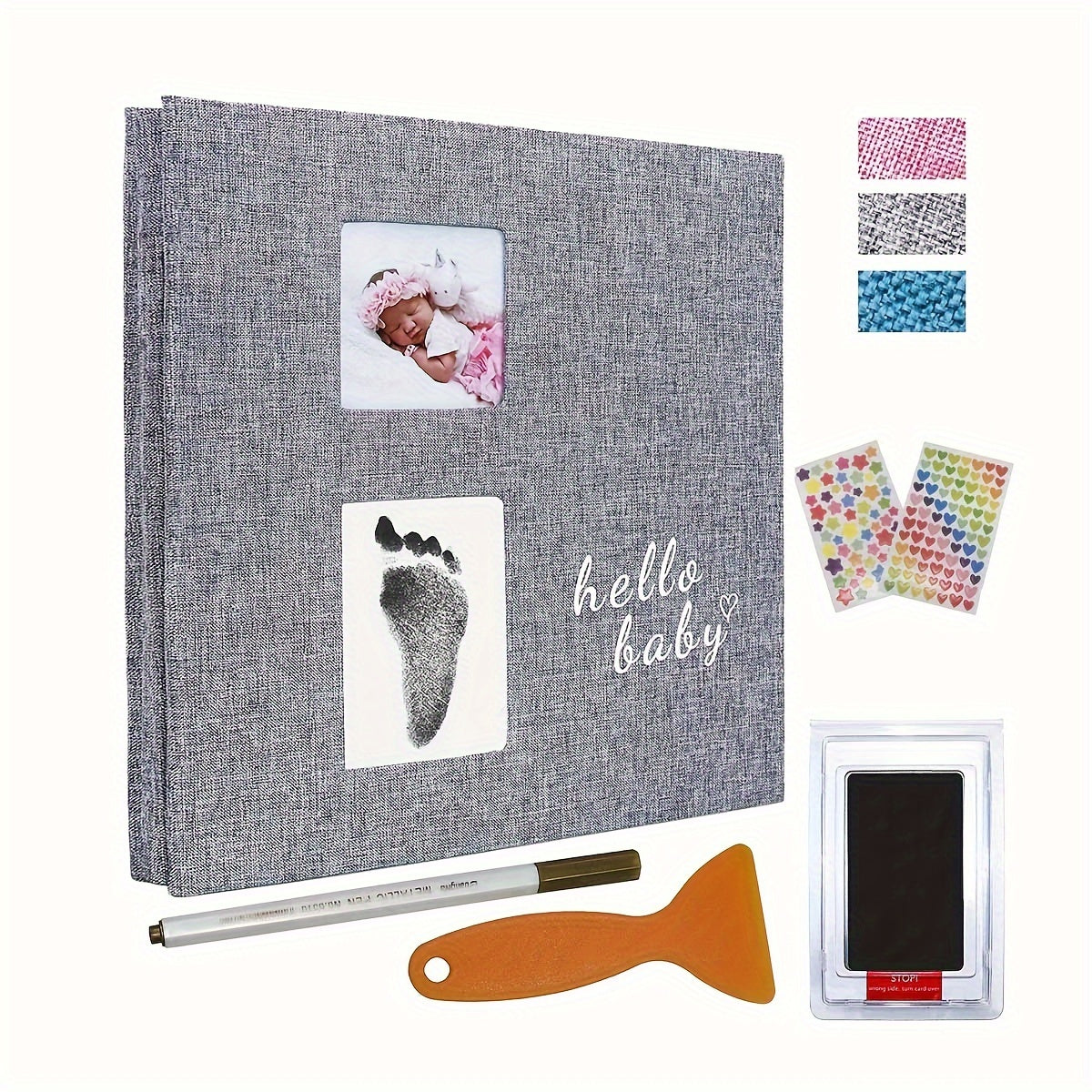 Children's Self-Adhesive Photo Album with Ink Pad and Pen