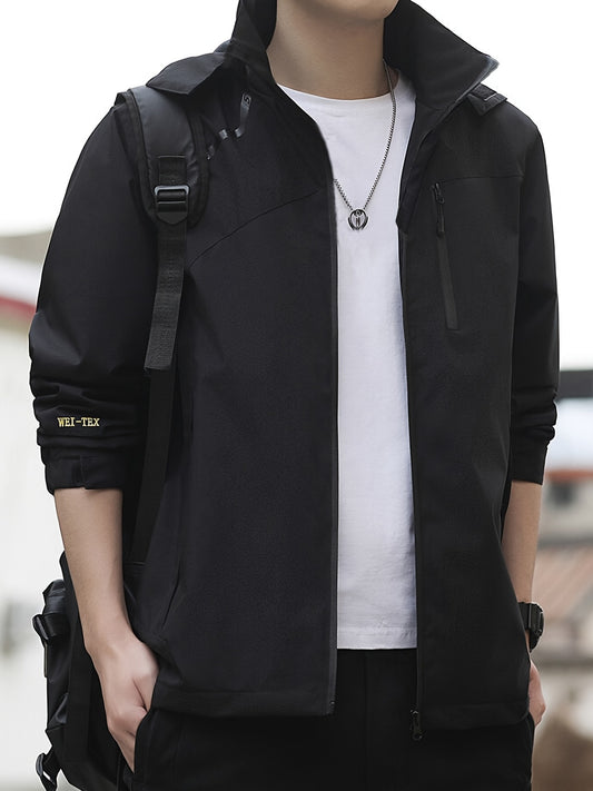 Men's Casual Hooded Lightweight Windbreaker Jacket Coat for Spring